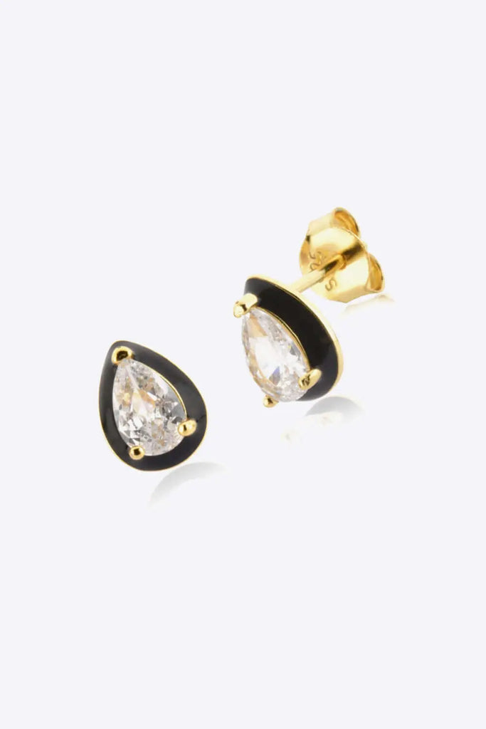 925 Sterling Silver Zircon Teardrop Stud Earrings | Jewelry