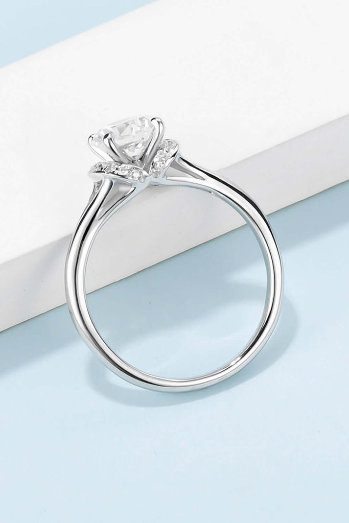 1 Carat Moissanite 925 Sterling Silver Split Shank Ring | Jewelry